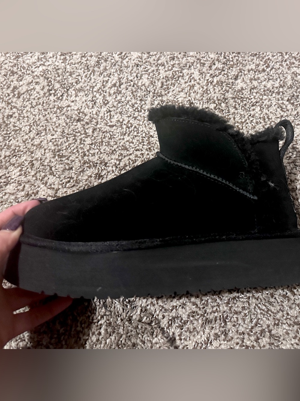 Koolaburra Black Shearling-Lined Slip-On platform boot